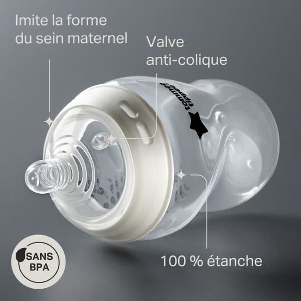 Tommee Tippee Flaskset Nyfödd Natural Start, Napp, Anti-Kolik, Självsteriliserande, Blå