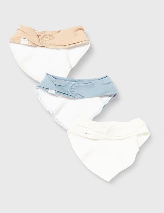 Bavoir Name it - 13226267 - NBMYASIMNOLIN 3P Scarfbib Bavoir, Oxford Tan, One size baby boy