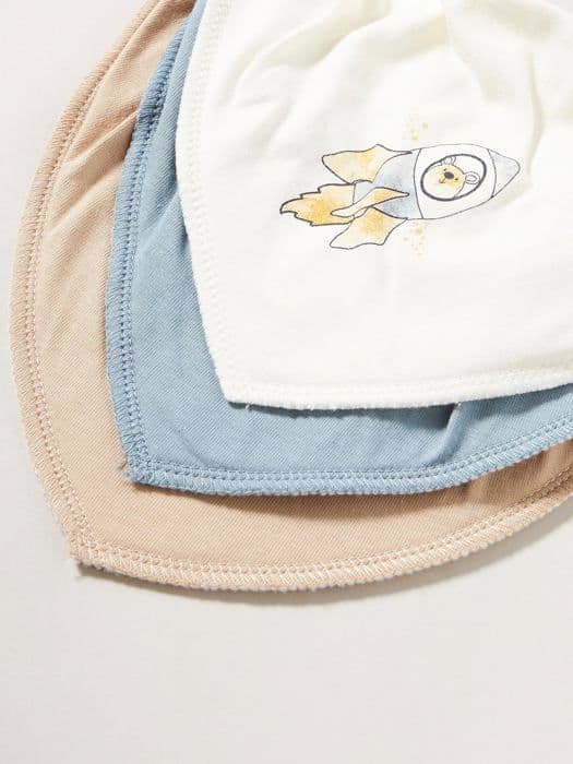 Bavoir Name it - 13226267 - NBMYASIMNOLIN 3P Scarfbib Bavoir, Oxford Tan, One size baby boy