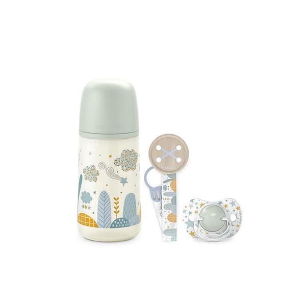 Suavinex presentförpackning Nappflaska Napp och nappklämma Dreams Blue 270mL