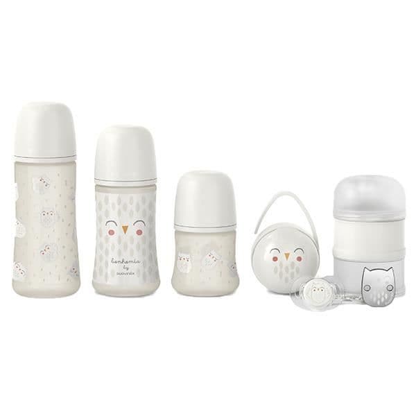 Suavinex Bonhomia Baby Set Birth Box - Grå - Nappflaskor, napp, mjölkautomat och smycken