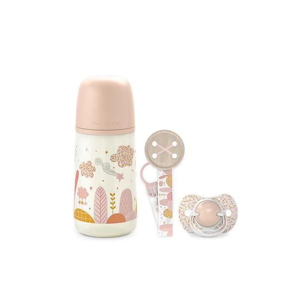 Suavinex presentförpackning Nappflaska Napp och nappklämma Dreams Rosa 270mL
