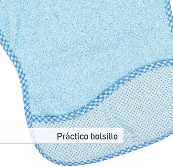 TI-TIN - Pack med 3 haklappar i korsstygn | Färg blå | dimensioner 25x30 cm | Med bandstängning för mer bekvämlighet.