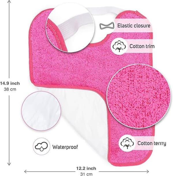 TI-TIN | Set med 4 vattentåliga haklappar för spädbarn | Elastisk stängning för bebisar från 6 till 18 månader | Maskintvättbar | 23x28 cm