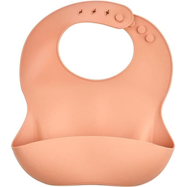 Set med 2 haklappar - THERMOBABY - Silikon - Kaktusgrön och Persika - Vattentåliga och justerbara