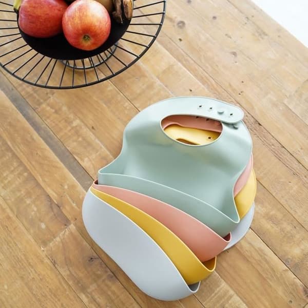 Set med 2 haklappar - THERMOBABY - Silikon - Grön Kaktus och Gul Honung - Vattenavvisande och justerbara