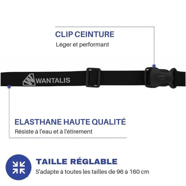 Löparbälte Haklappshållare - WANTALIS - Svart - Lätt och bekväm - 6 platser för geler - Blandat