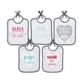 Miniatyrbild 6 av 6: BABYCALIN Paket med 5 födelsehaklappar Familjemeddelande - 20 x 25 cm
