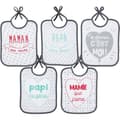 Miniatyrbild 1 av 6: BABYCALIN Paket med 5 födelsehaklappar Familjemeddelande - 20 x 25 cm