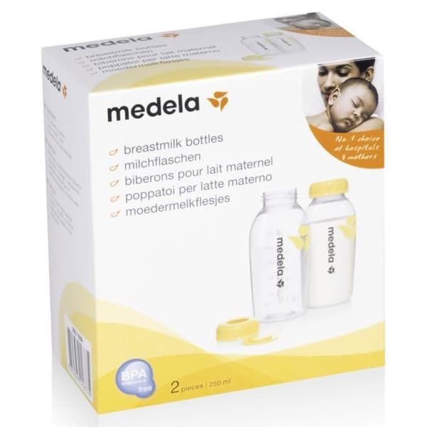 Medela nappflaskor - Set med 2 - 250ml - För förvaring och barnmat
