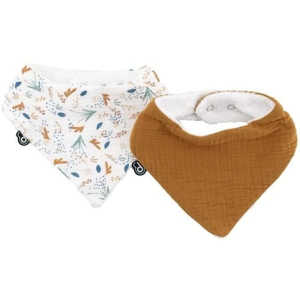 2-pack haklappar med bandana - DOMIVA - TU - Muslin - Karamelltryckt med vatten