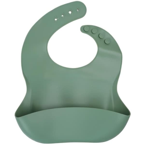Set med 2 haklappar - THERMOBABY - Silikon - Kaktusgrön och grå - Vattentät och justerbar