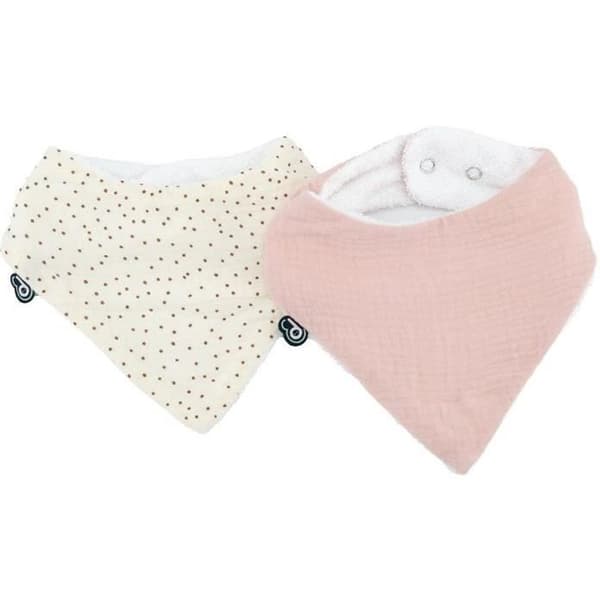 2-pack haklappar med bandana - DOMIVA - TU - Muslin - Gammalrosa prickar