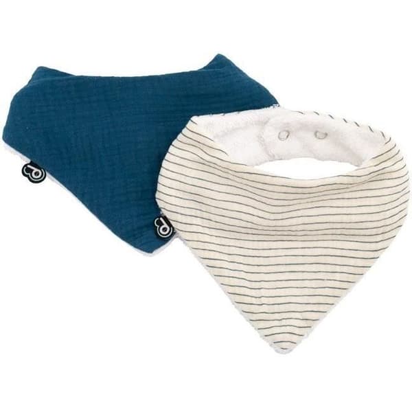 2 kpl bandana-ruokalappuja - DOMIVA - TU - Musliini - Indigonruskeat raidat