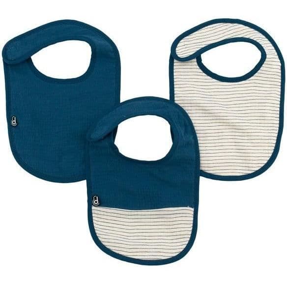 3-pack haklappar - DOMIVA - 6-12 månader - Bomullsgasväv - Indigo