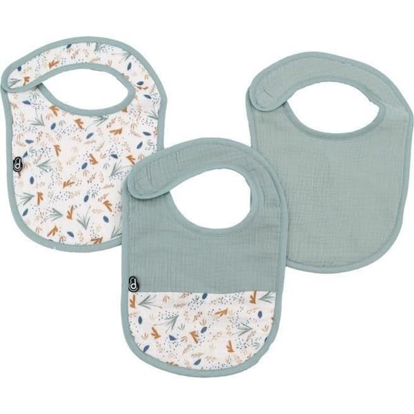 3-pack haklappar - DOMIVA - 0-6 månader - Bomullsgasväv - Celadon