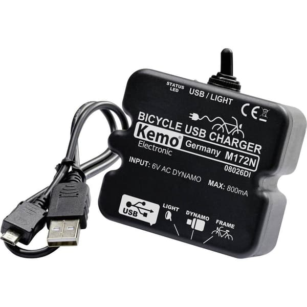 Kemo M-172N - USB Laddregulator för cykel Svart