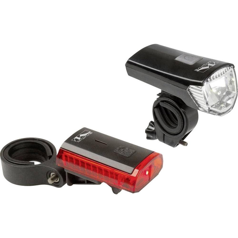 M-Wave Cykelbelysning-set ATLAS K 11 USB LED Uppladdningsbara batteri Svart