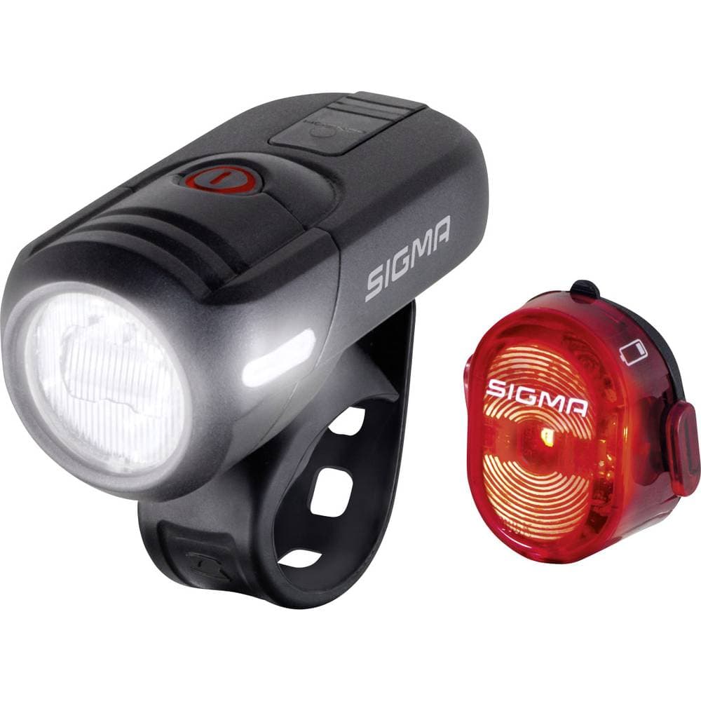 Sigma Cykelbelysning-set AURA 45 / Nugget Set LED Uppladdningsbara batteri Svart