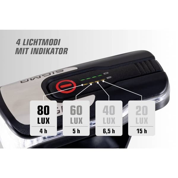 Sigma AURA 80 / Nugget Set Cykelbelysning-set LED Uppladdningsbara batteri Svart