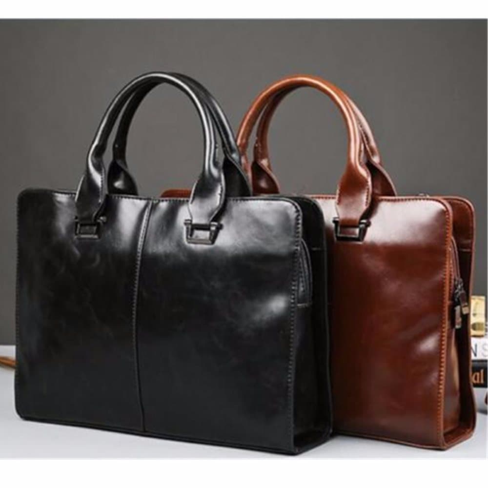 Mode för män Business Bag i PU-läder Portfölj Messenger Axelväska Tygväska