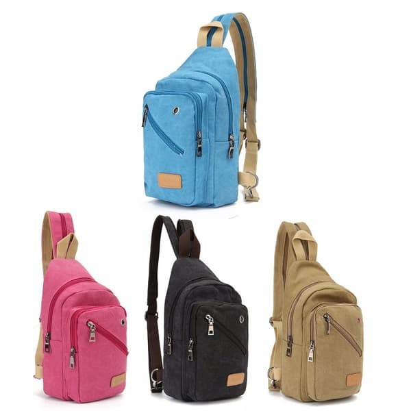Unisex Canvas Matkavaellus Crossbody Messenge Olkalaukku Sling Reppu