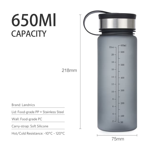 650ml / 22oz BPA-vapaa vesipullo Ympäristöystävälliset veden juomakupit ulkokouluun urheiluun vaellukseen pyöräilyyn juoksemiseen