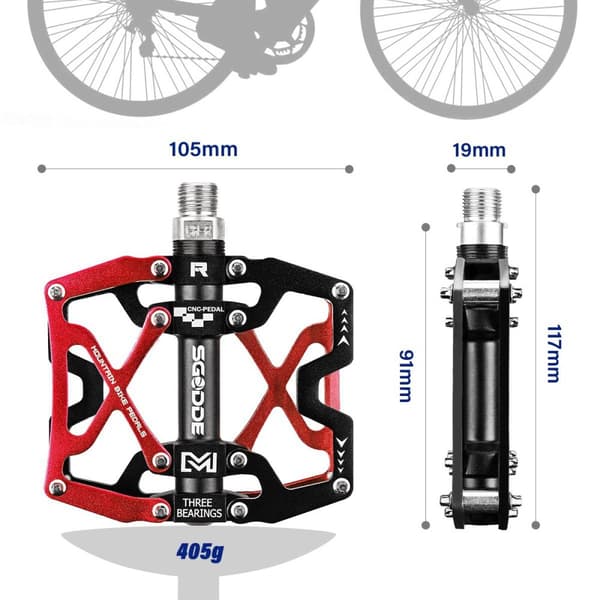 (2-pack) Cykelpedal 5/17 Lättvikts 3 Kullager Cykelpedaler Halkfri åkpedal Landsvägscykel Höghastighets lagerpedal Åktillbehör Pedalreflektor