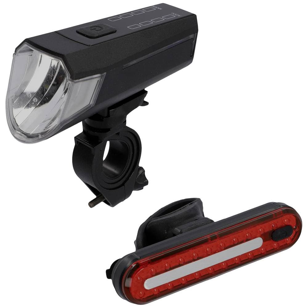 FISCHER FAHRRAD Cykelbelysning-set LED Uppladdningsbara batteri Svart