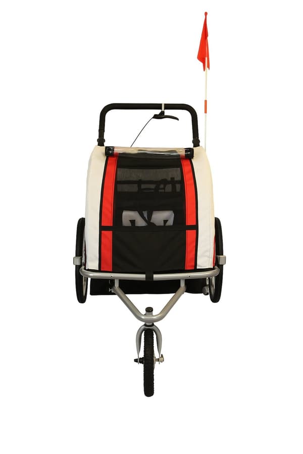 Cykelvagn barn - buggy - 2-sits - med stötdämpare - röd