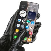 Winter Men PU Leather Touch Screen Plush Lining Warm Cycling Gloves, Size: Free Size(Black)