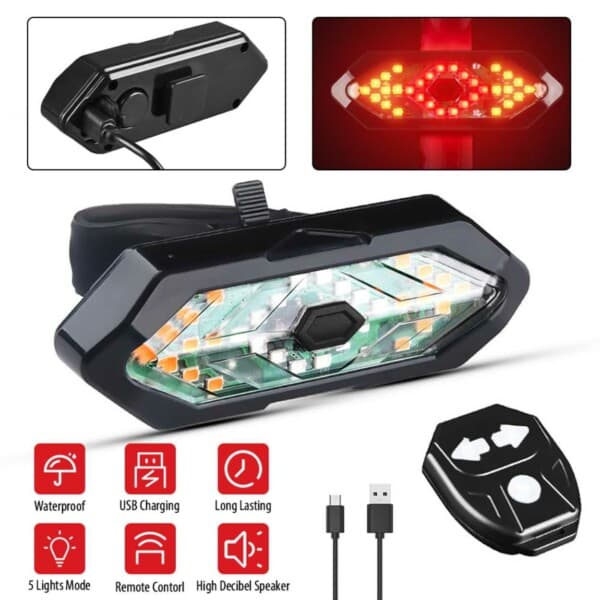 LED Blinkers för Cykel med Fjärrkontroll och Ljud
