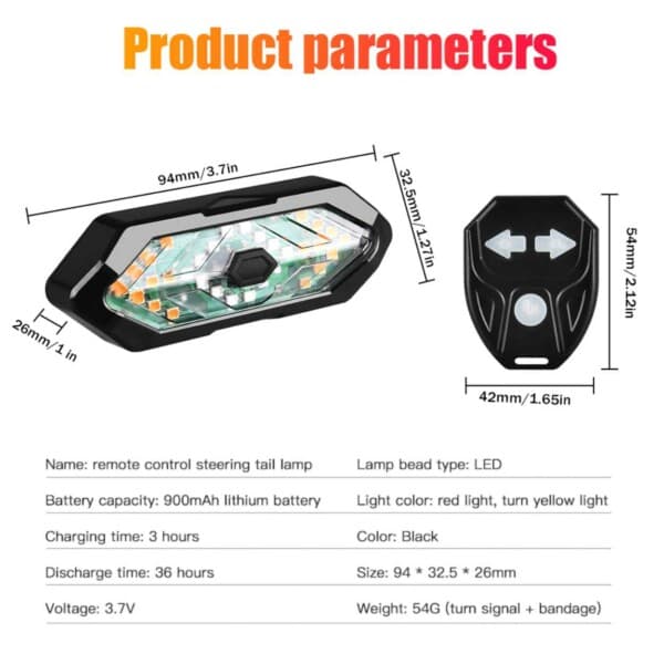 LED Blinkers för Cykel med Fjärrkontroll och Ljud