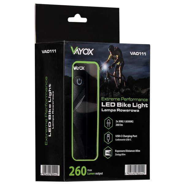 Polkupyörän valo 260lm 2*XML1 VA0111 Vayox