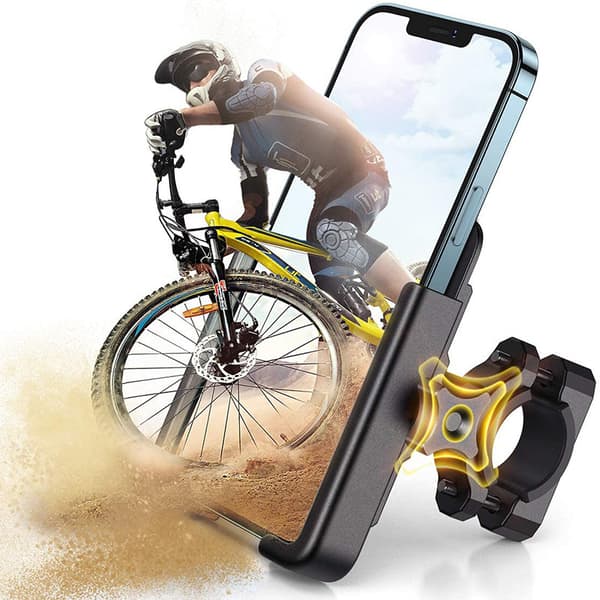 Cykeltelefonhållare i metall. skotrar svarta