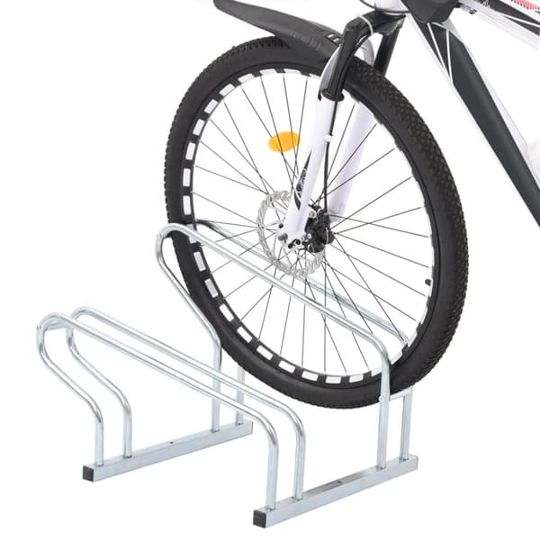 vidaXL cykelstativ til 2 cykler fritstående galvaniseret stål