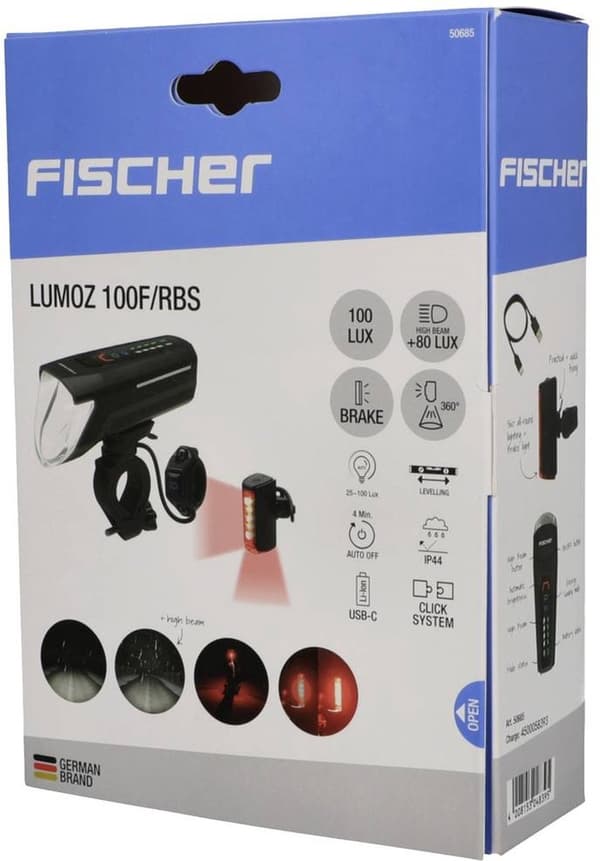 FISCHER BICYCLE PLUS 100/130 helljus + TWIN STOP Cykelljusset LED Svart