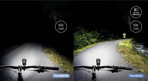 FISCHER BIKE Forlygte LED fungerer på et sort batteri