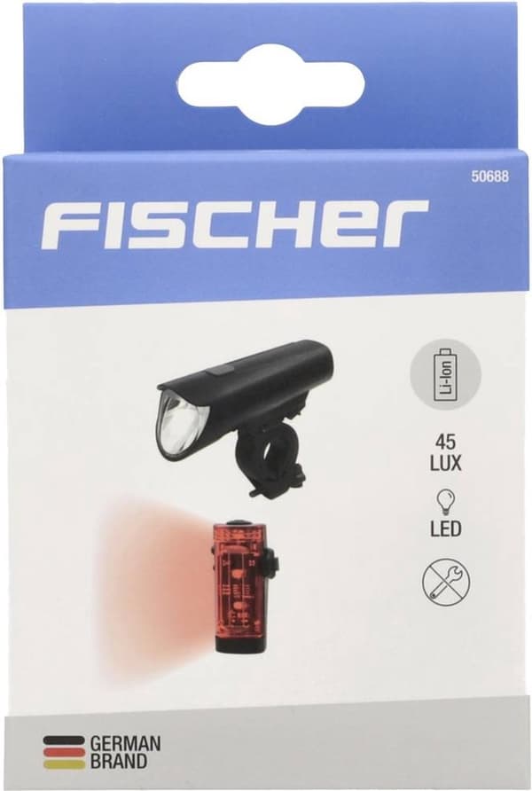 FISCHER CYKEL 45 LUX, liten cykelbelysningssats LED svart