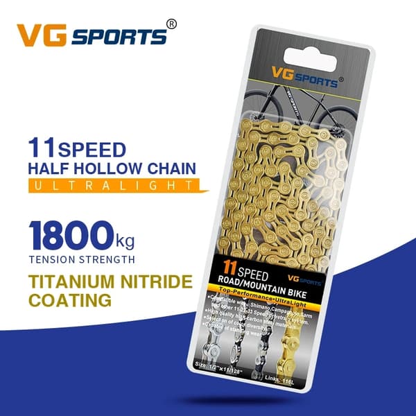 Cykelkedja, ultralätt design, kompatibel med 8s-11s växlar., 10s el guld silver