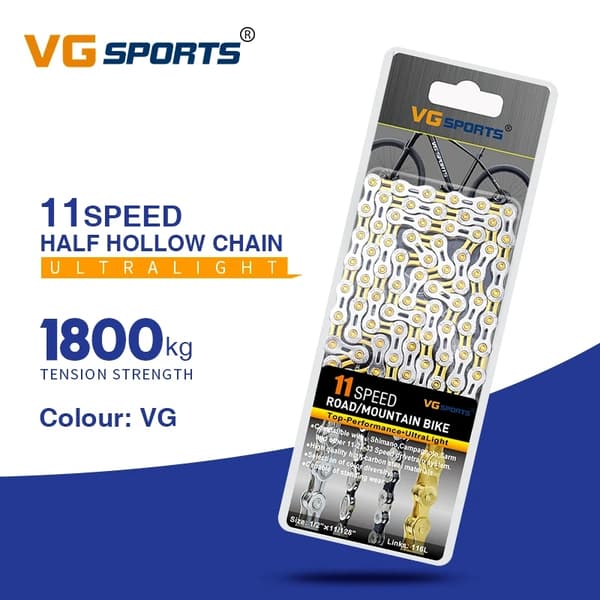 Cykelkedja, ultralätt design, kompatibel med 8s-11s växlar., 10s el guld silver