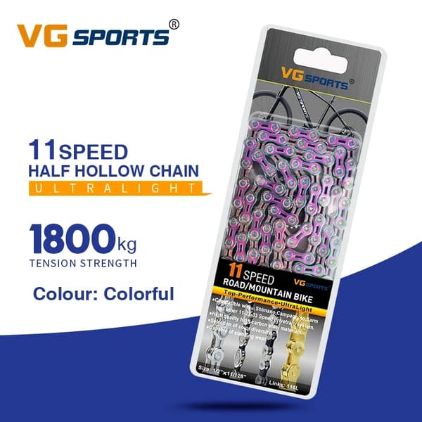 Cykelkedja, ultralätt design, kompatibel med 8s-11s växlar., 10s el guld silver
