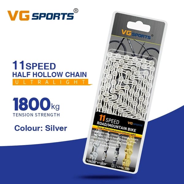 Cykelkedja, ultralätt design, kompatibel med 8s-11s växlar., 10s el guld silver