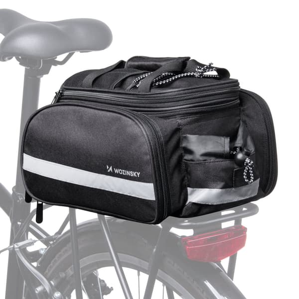 Cykelkufferttaske med lommer og skulderrem, 27L, sort