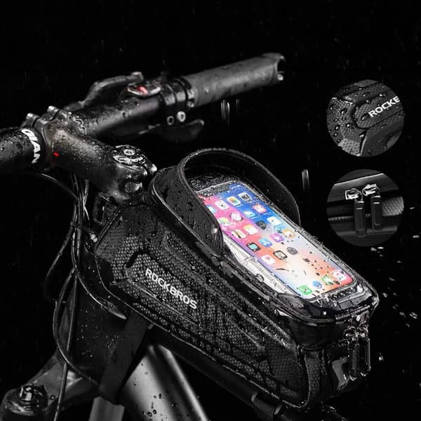 Rockbros sykkelrammeveske med mobilrom og deksel