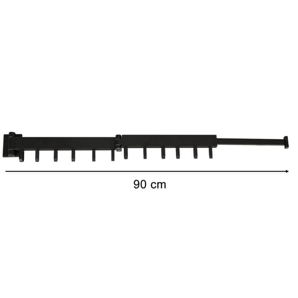 Pyykinkuivausrumpu, teleskooppinen seinäripustin, taitettava, musta, 90 cm