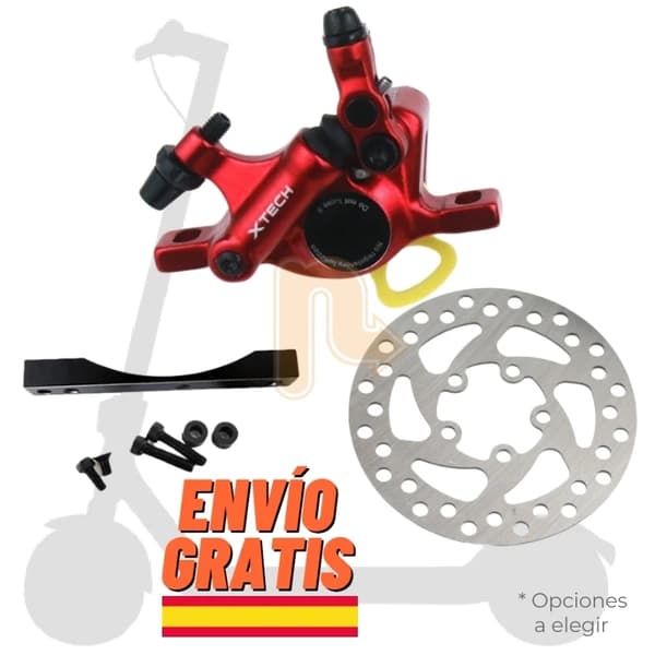 XTECH Semi-Hydraulisk Bremsekaliber Kit, 120mm Skive, Kompatibel med Xiaomi M365/1S/Pro 2,Kit rød skive 120mm