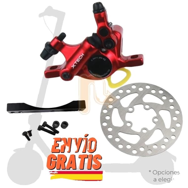 XTECH Semi-Hydraulisk Bremsekaliber Kit, 120mm Skive, Kompatibel med Xiaomi M365/1S/Pro 2,Kit rød skive 120mm