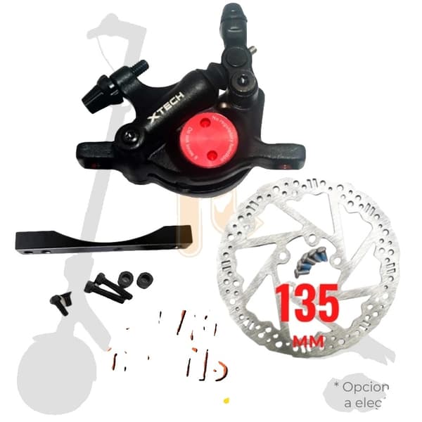 Xtech Bremsekaliber Kit, Semi-Hydraulisk, Holdbar Bagstøtte,Rød Pro/2 135mm Kit