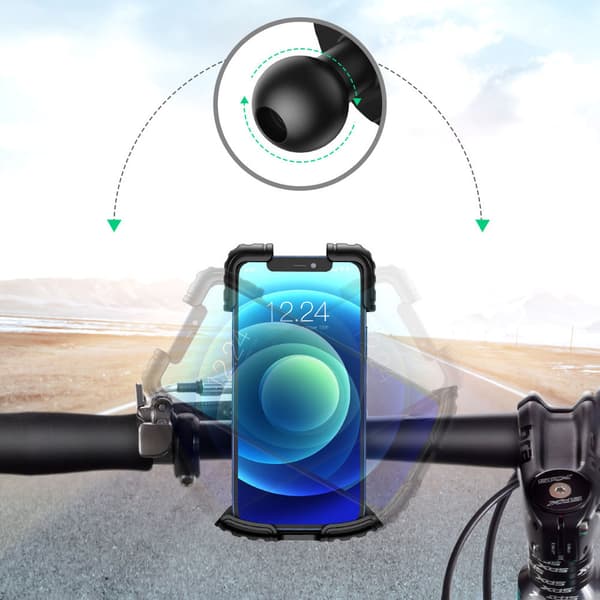Telefonholder til cykel, motorcykel, styr, universal, sort